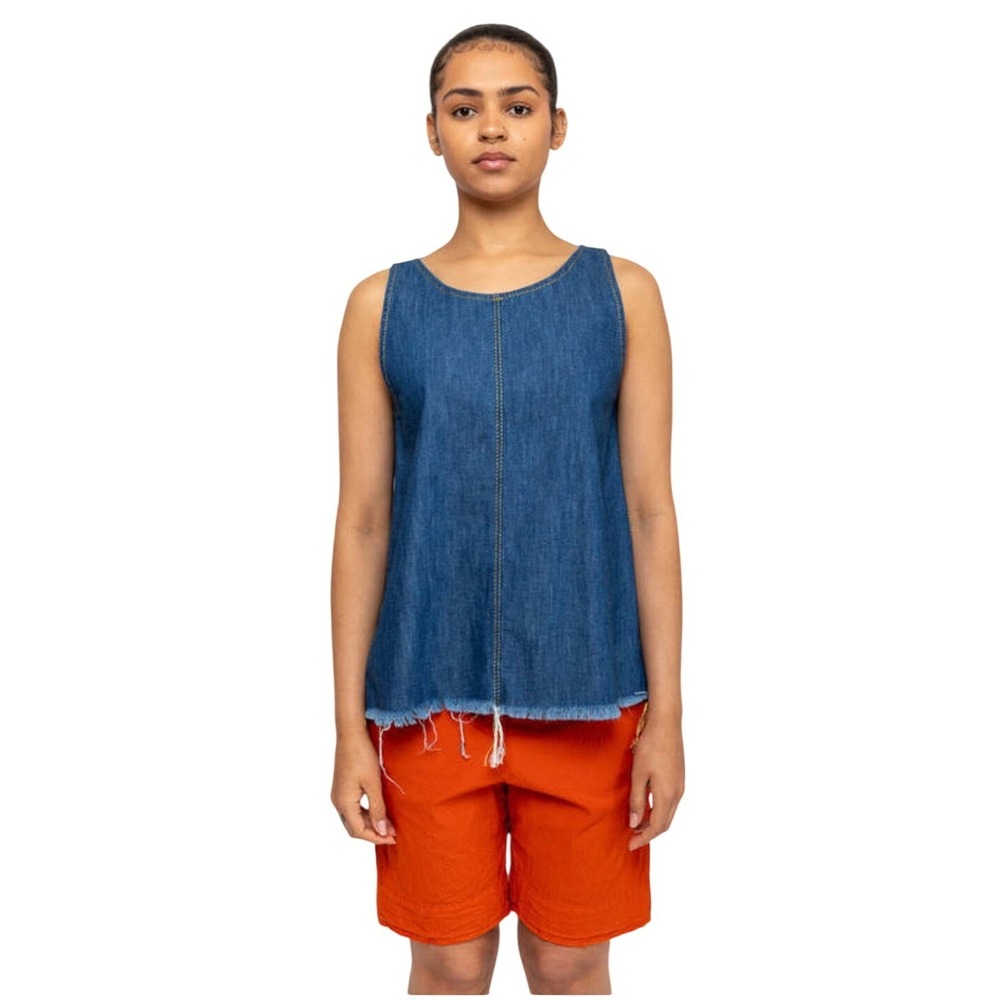 Susanne Bommer Sleeveless Denim Top Frayed Hem Medium 40 - Picture 1 of 8